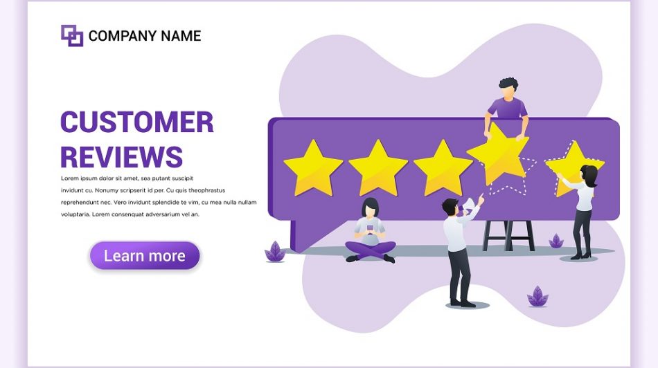 Customer reviews concept with people giving five stars rating - The Ad Firm - Carlsbad